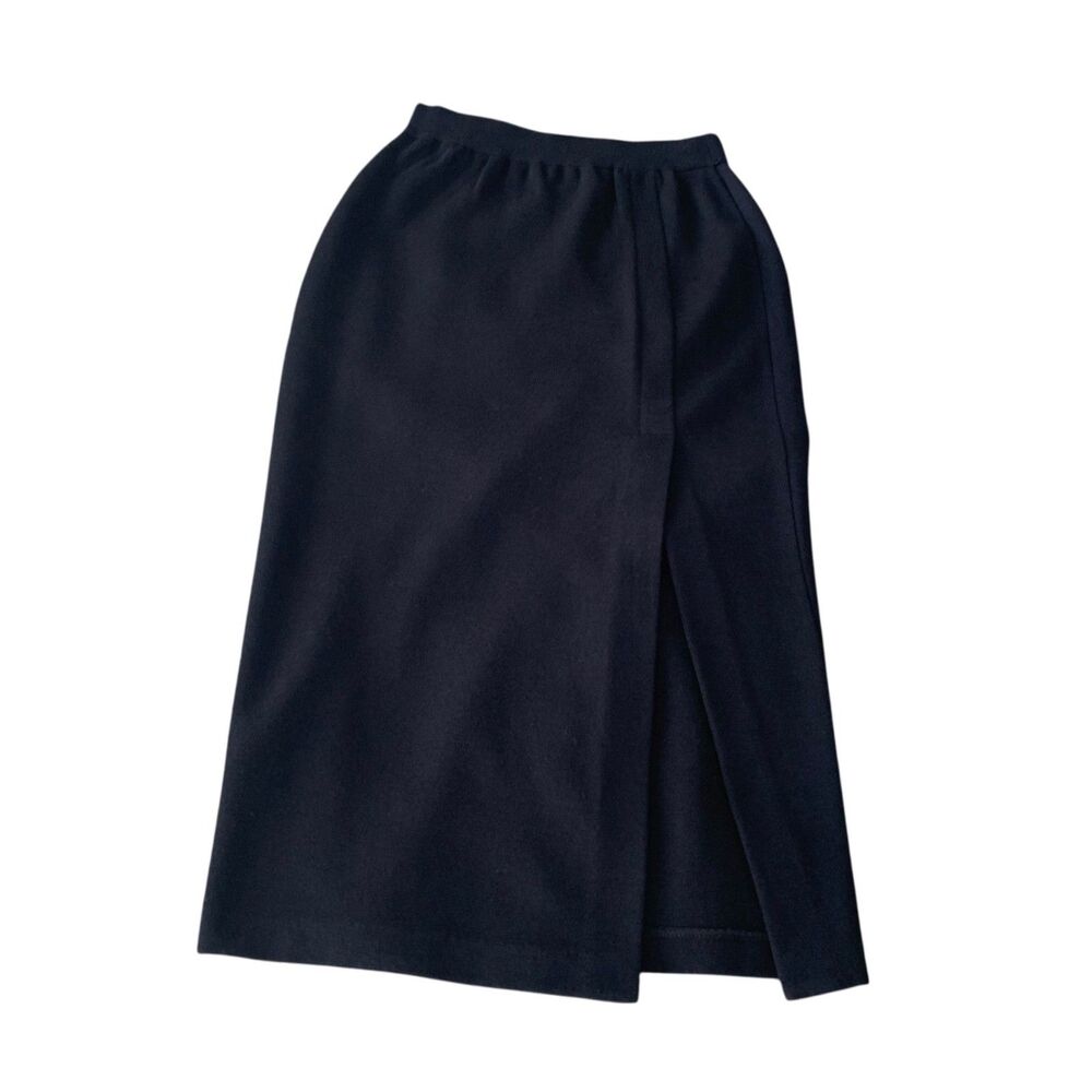 Adam Douglass for Adrianna Papell Womens Black Midi Side Slit Wool Skirt M